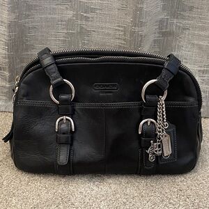 Coach Black Leather Bag with Signature Charms